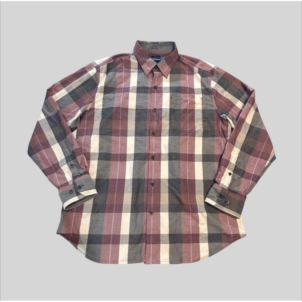 Tommy Bahama Marabella Plaid Men's Large Long Sleeve Button Down Silk Blend